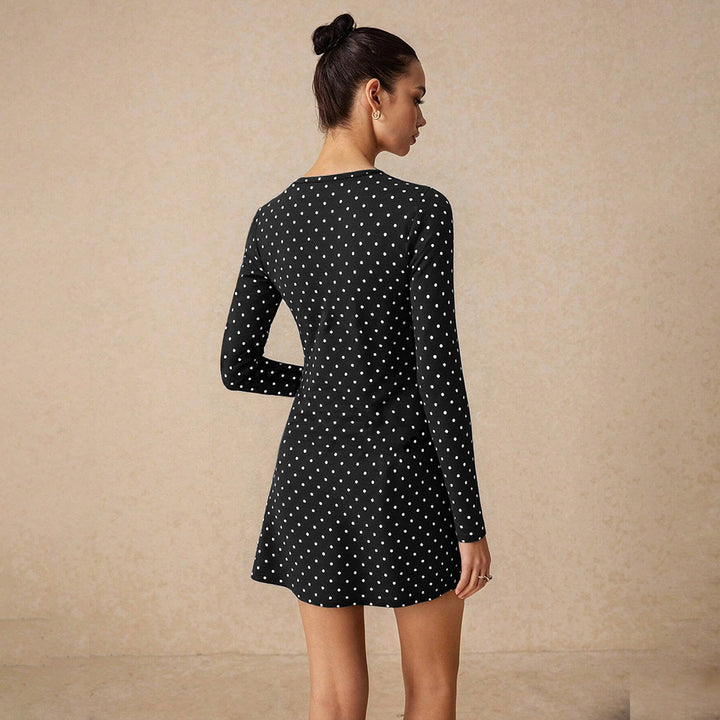 Damen Minikleid mit tiefem V-Ausschnitt und raffiniertem Knotendetail Drune