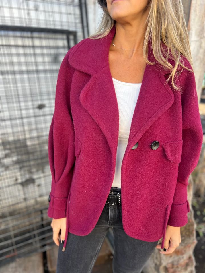 Damen gemütliche Oversized Wolljacke Drune