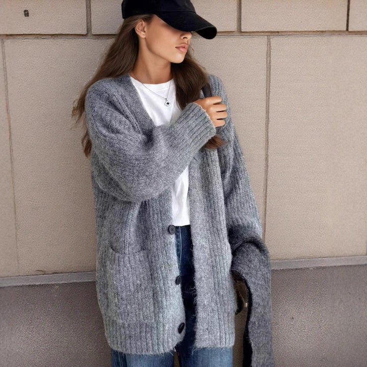 Damen Grobstrick-Cardigan mit einzigartigen Strukturmustern und praktischen Taschen Drune