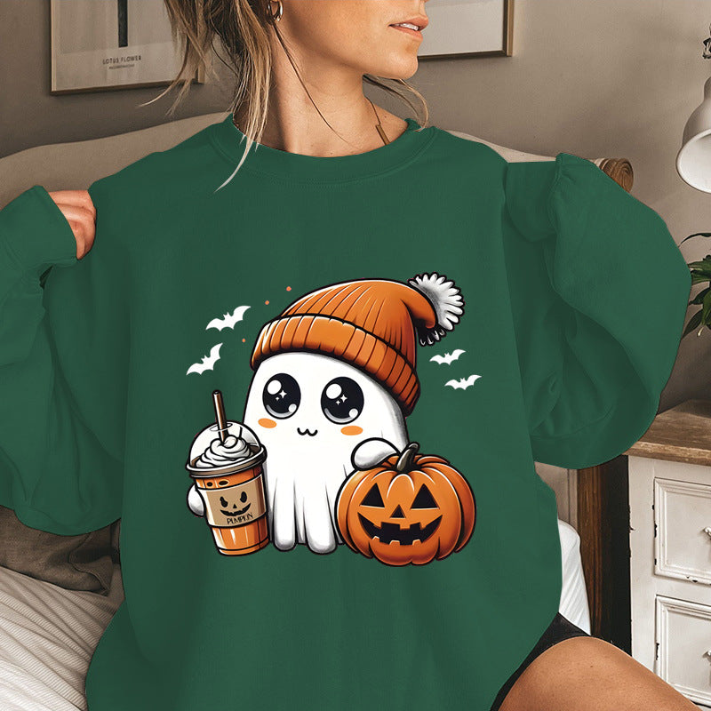 Damen Sweatshirt mit verspieltem Halloween-Grafikdesign Drune