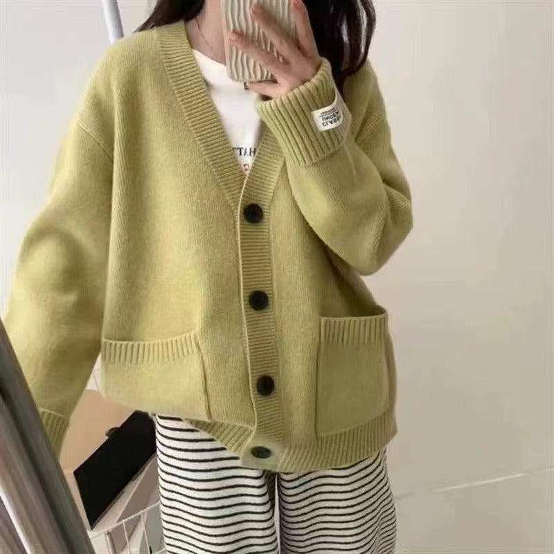 Damen Strickjacke mit lässigem Schnitt und großen Taschen Drune