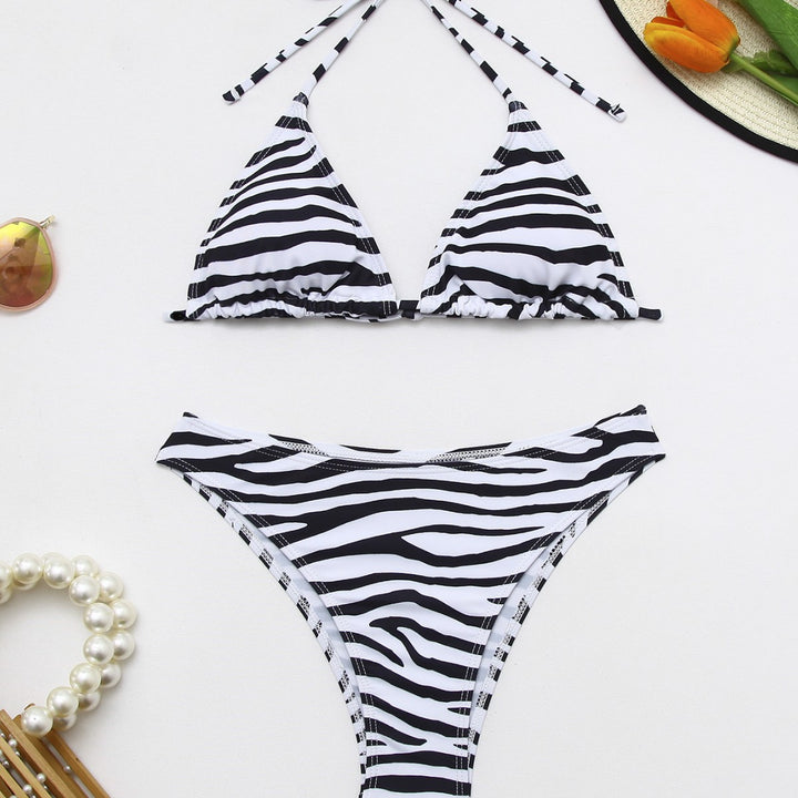 Damen Badeanzug mit integriertem Knoten und modischem Zebra-Muster Drune