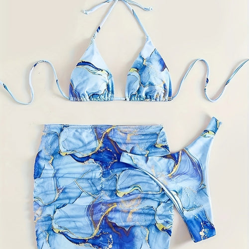 Damen Triangel-Bikini mit modischem Wickelrock Drune
