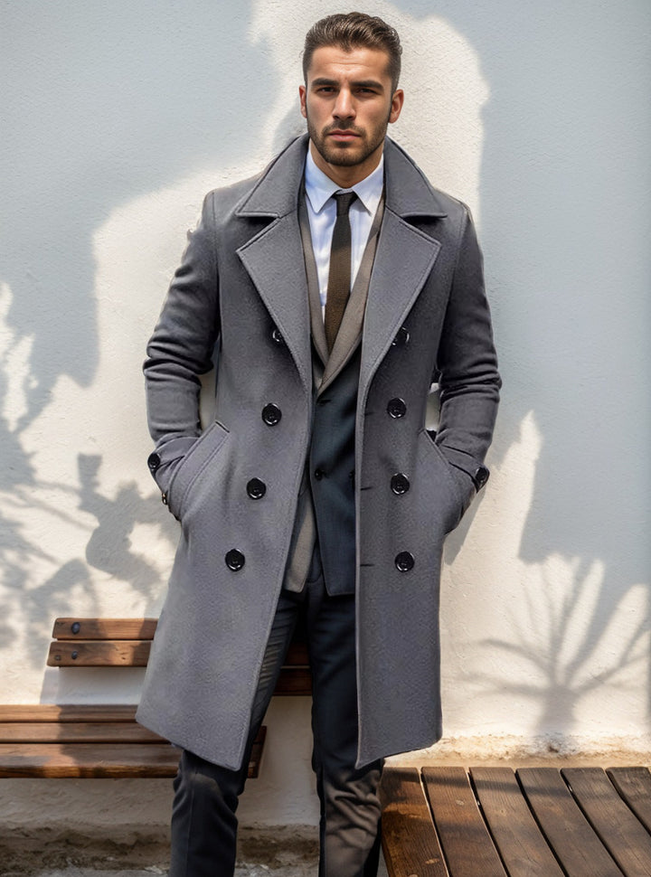 Herren doppelreihriger Wollmantel Drune