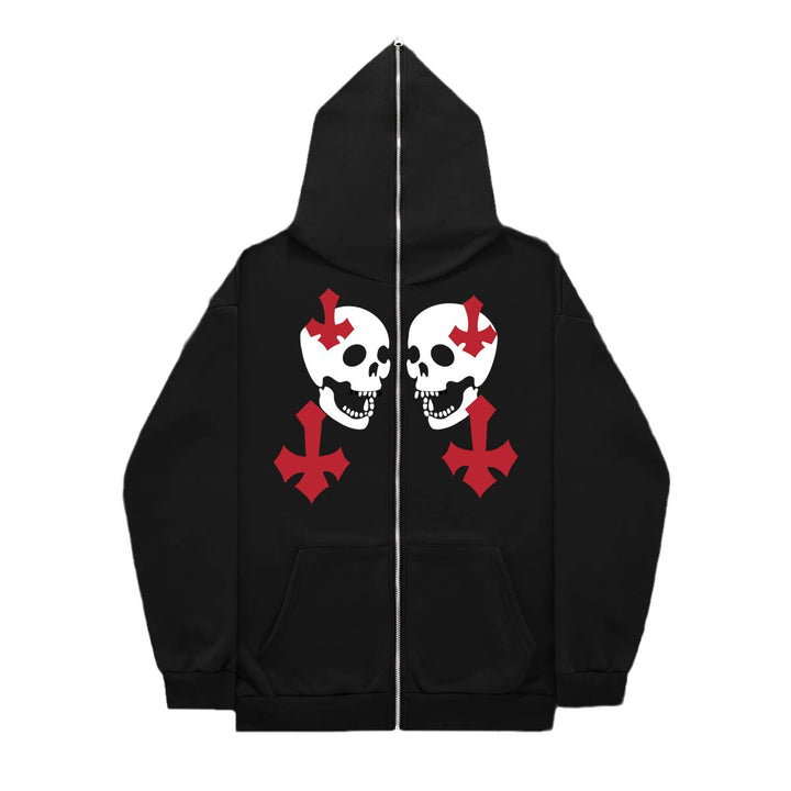 Damen Kapuzenjacke mit auffälligem Totenkopf-Design Drune