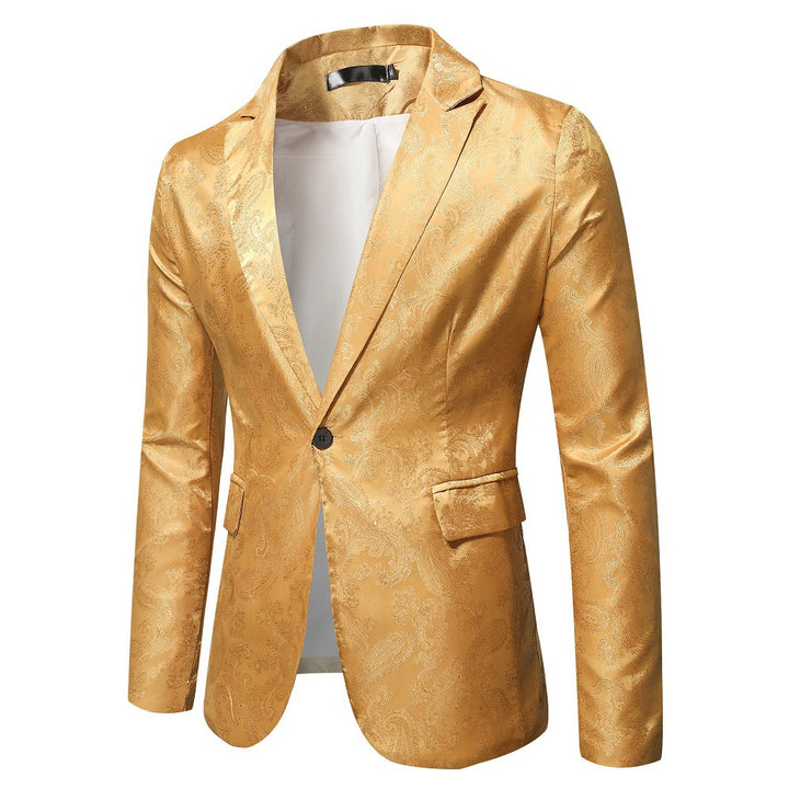 Herren Eleganter Paisley Muster Satin Blazer Drune