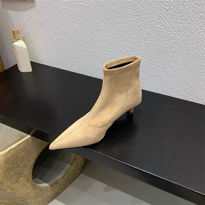 Damen Elegante Ankle-Boots aus weichem Wildleder mit modischem Stiletto Drune