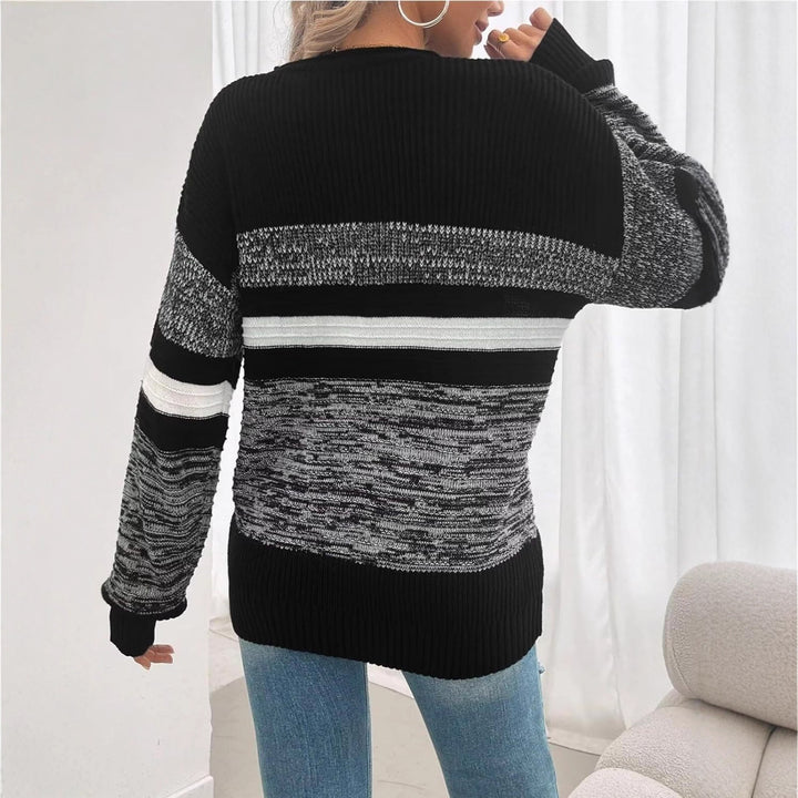 Damen lässiger Pullover mit gestreiftem Design und weitem Schnitt Drune