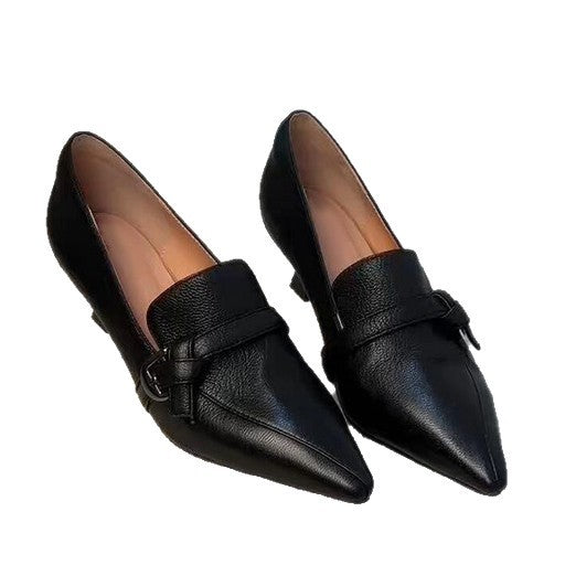 Damen elegante spitze Ballerinas mit feinem Riemen Drune