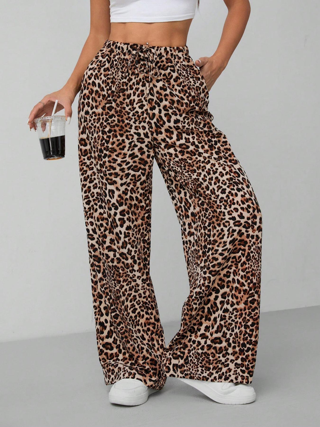 Damen Leichte Safari-Hose mit hohem Bund Drune