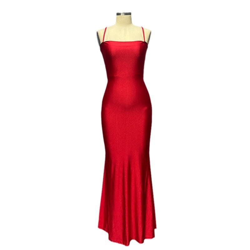 Damen Körperbetontes Abendkleid mit schmalen Spaghettiträgern und elegantem Schnitt Drune
