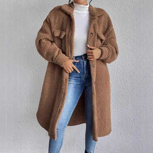 Damen Weiche und gemütliche Teddyjacke im Long-Format Drune