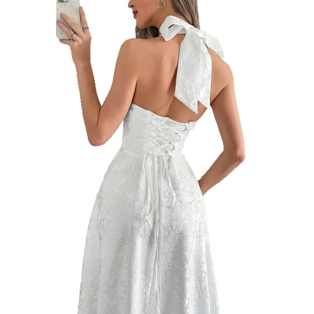 Damen Elegantes Midikleid mit tiefem V-Ausschnitt und fließendem Rock Drune