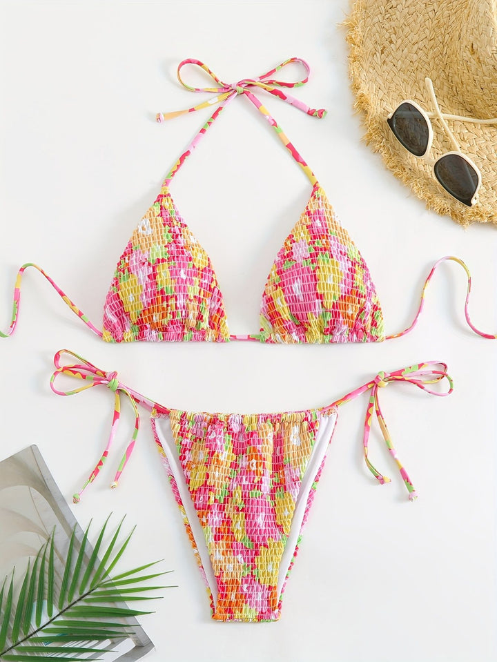 Damen Triangel-Bikini-Set mit floralem Design Drune
