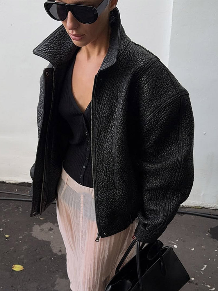 Damen Oversized Lederjacke Drune
