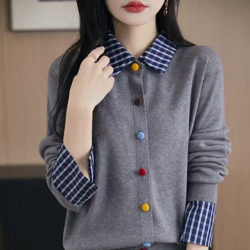 Damen Strickjacke mit bunten Knopfdetails Drune