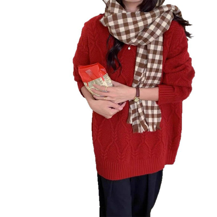 Damen Strickpullover mit Zopfdesign und lässigem Schnitt Drune