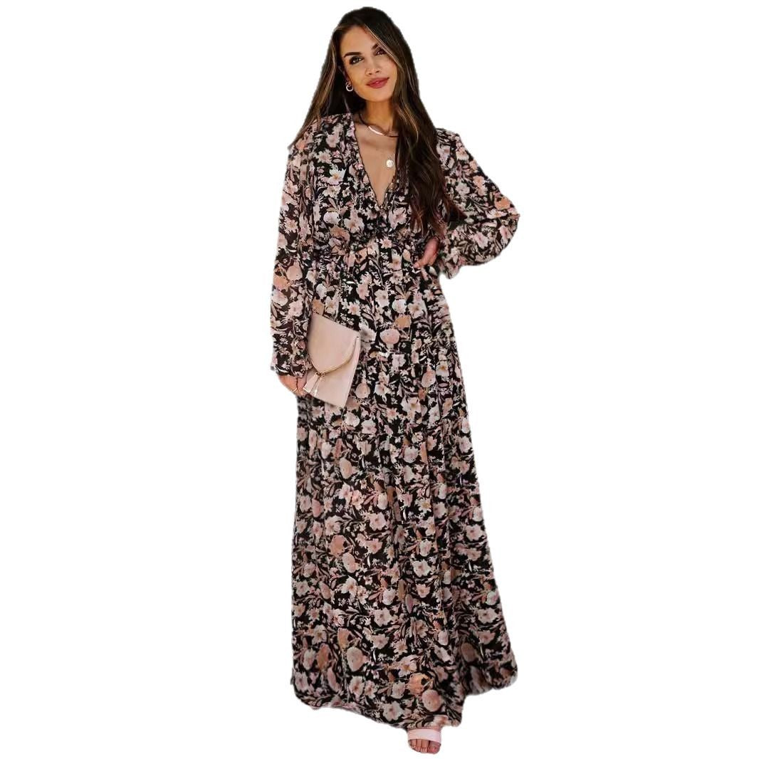 Damen Maxikleid mit floralen Mustern Drune