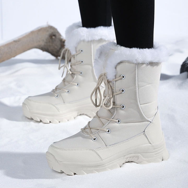 Damen Gefütterte Winterstiefel mit rutschfester Sohle und modischem Kunstfell Drune