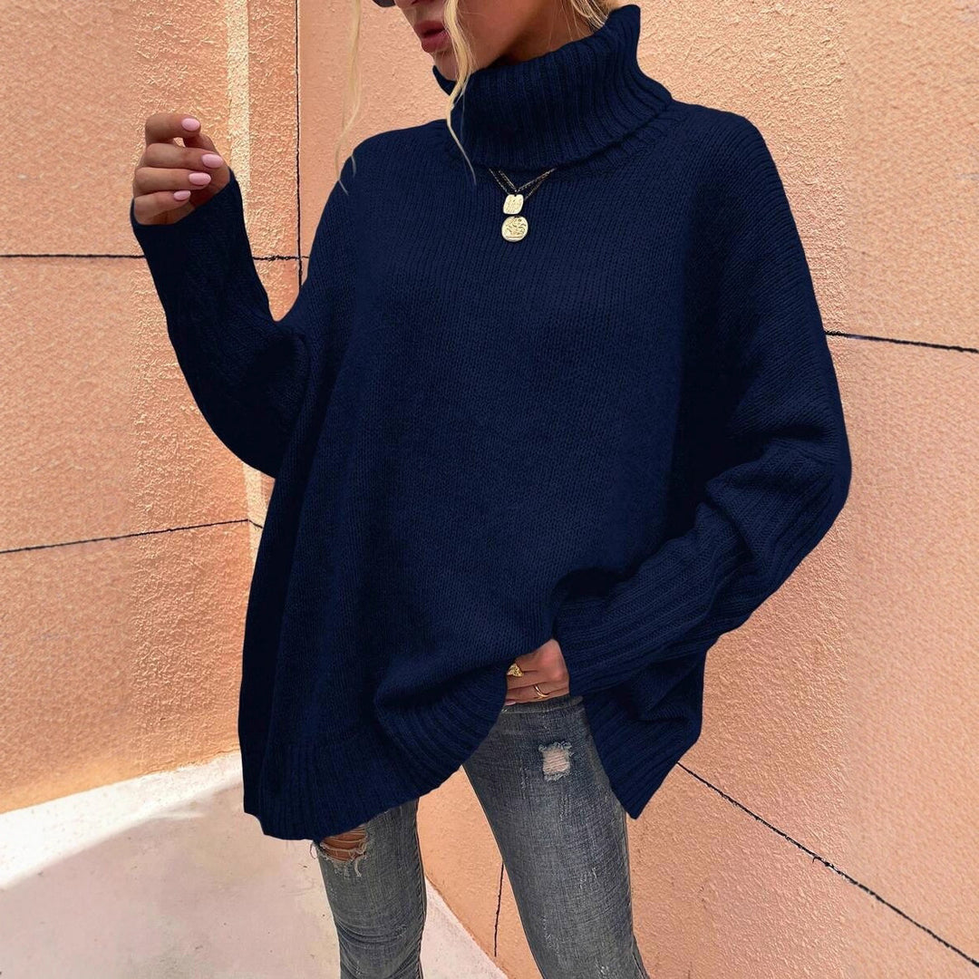 Damen Großer Kuschelpullover mit Rollkragen und Rippdetails Drune