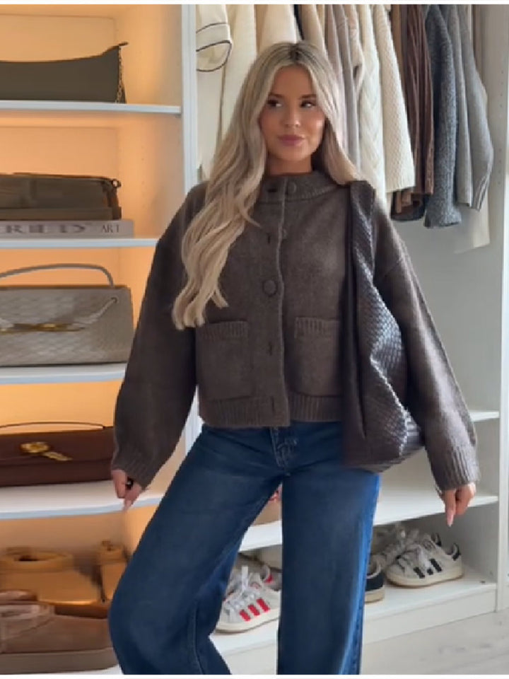 Damen Strickjacke mit übergroßem Schnitt und Knopfdetails Drune