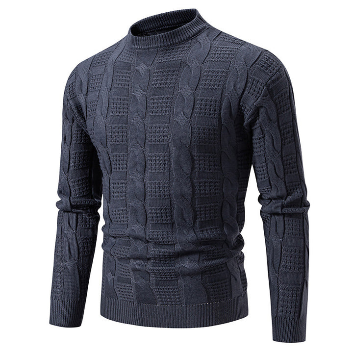 Herren eleganter Strickpullover mit hochgeschlossenem Kragen und Zopfmuster Drune