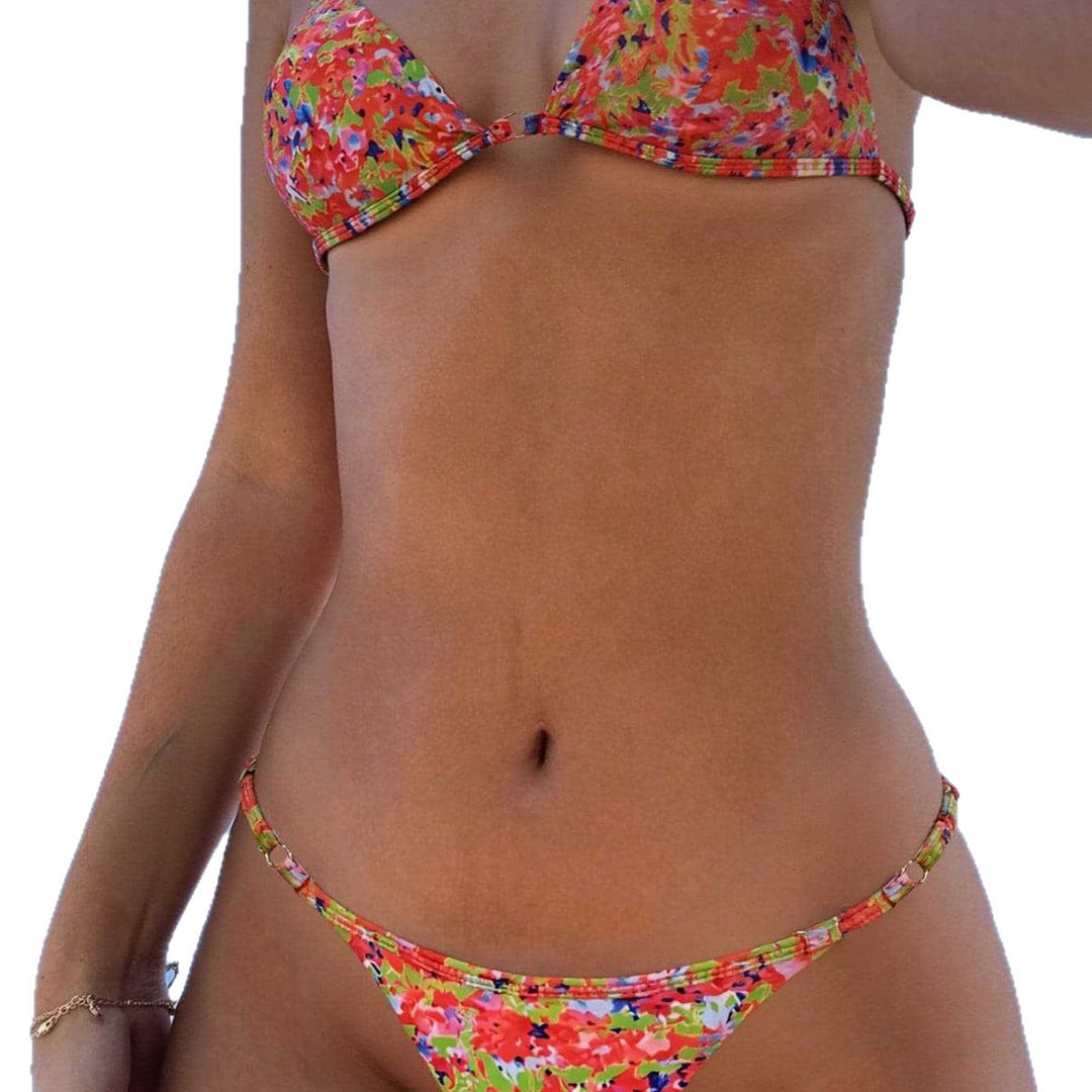 Damen Triangel-Bikini mit floralem Muster und verstellbaren Trägern Drune