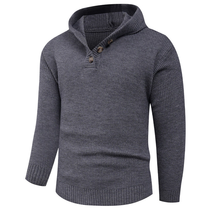 Herren Strickpullover mit hochabschließendem Kragen und Knopfdetails Drune