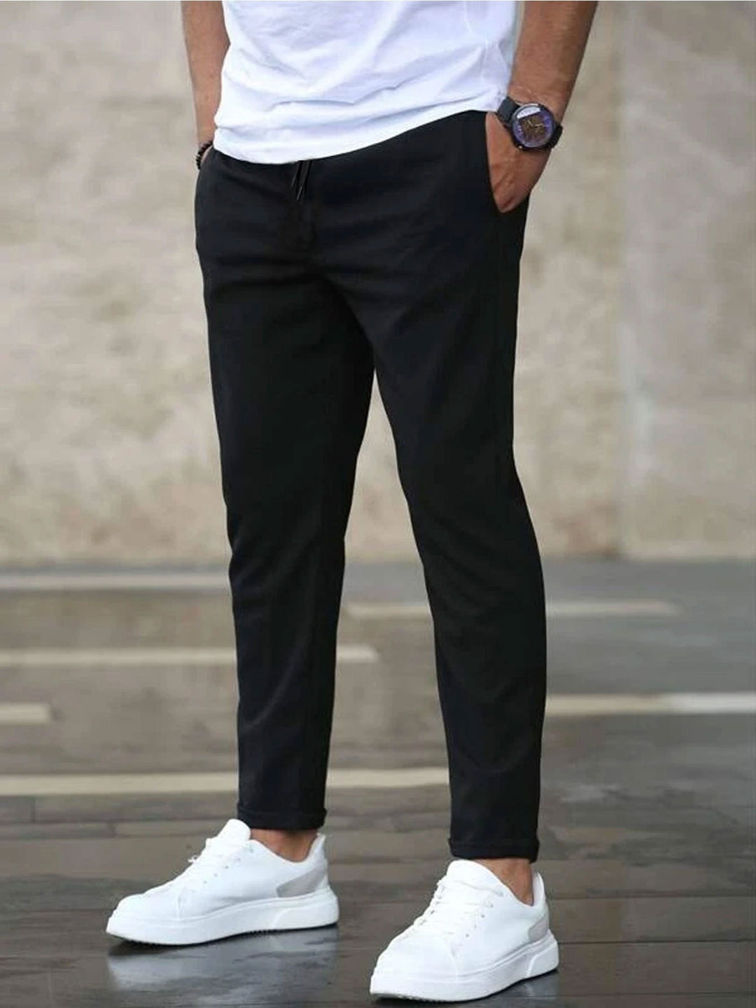 Herren lässige Freizeithose mit elastischem Bund und praktischen Taschen Drune
