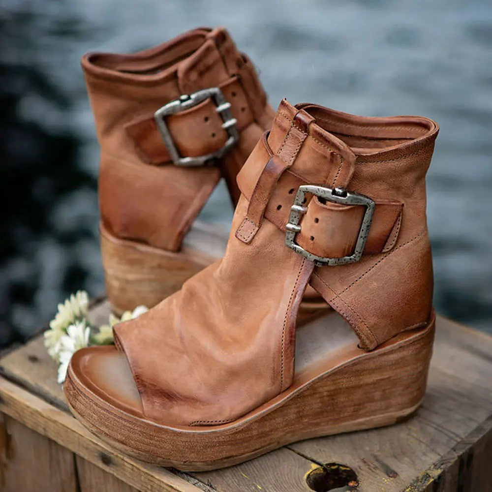 Damen Wedge-Sandaletten mit verstellbarem Schnallenverschluss und komfortablem Fußbett Drune