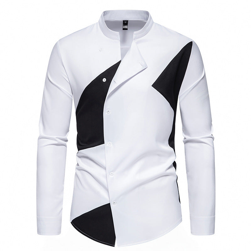 Herren modisches Designerhemd mit asymmetrischem Schnitt und innovativem Knopfdesign Drune