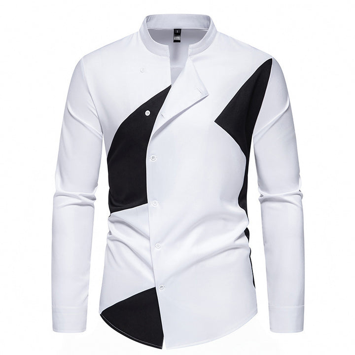 Herren modisches Designerhemd mit asymmetrischem Schnitt und innovativem Knopfdesign Drune