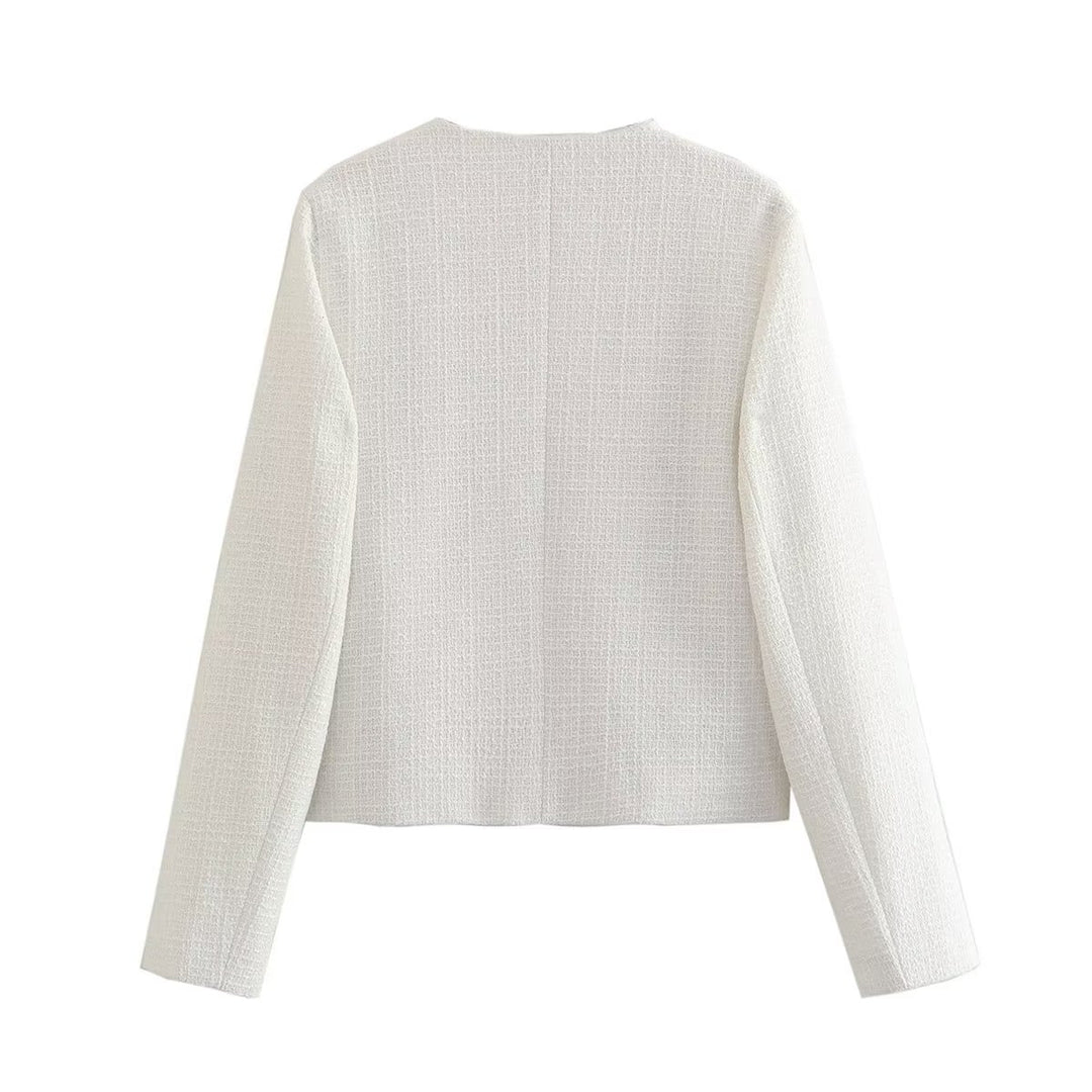 Damen Kurze Tweedjacke mit dekorativen Knöpfen Drune
