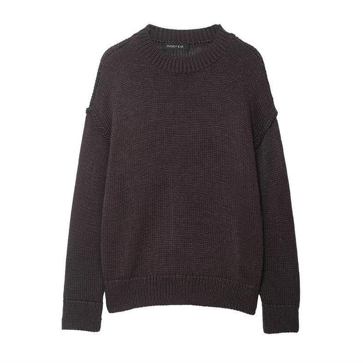 Damen lässiger Strickpullover mit weitem Schnitt und Oversized-Style Drune