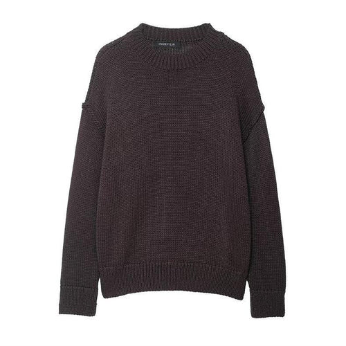 Damen lässiger Strickpullover mit weitem Schnitt und Oversized-Style Drune