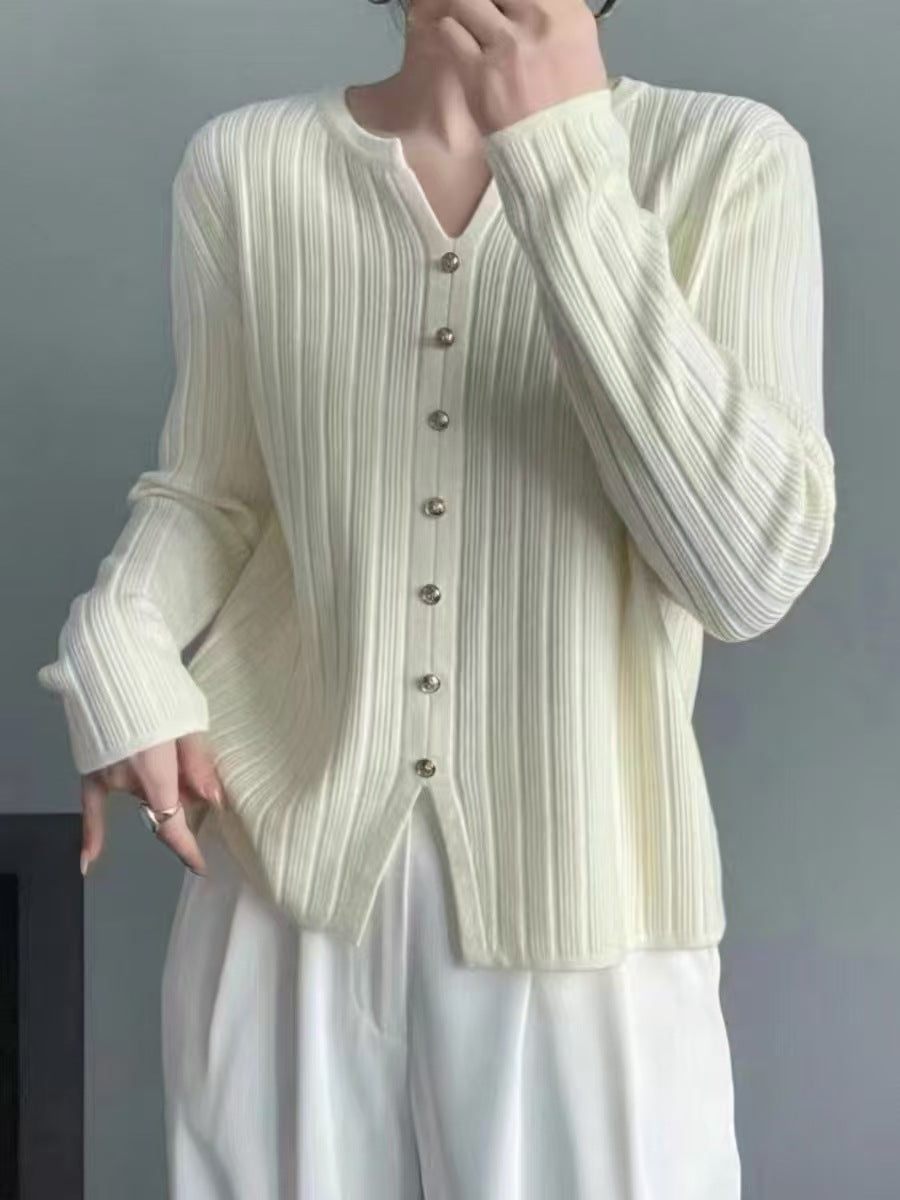 Damen Feinstrick Bluse mit Knopfleiste Drune