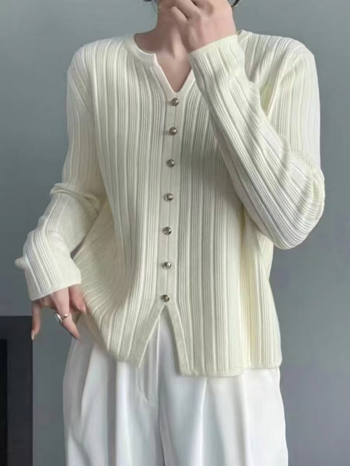 Damen Feinstrick Bluse mit Knopfleiste Drune