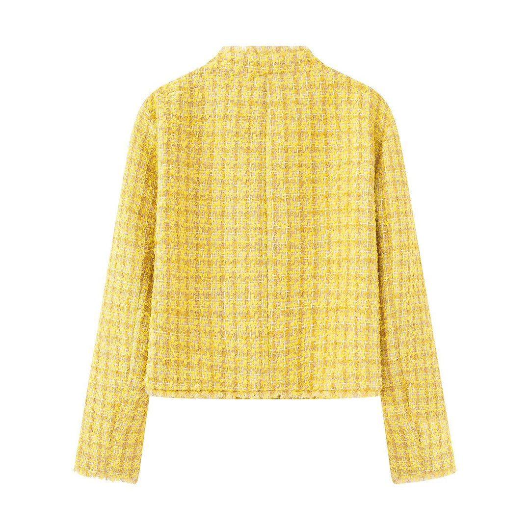 Damen Kurzjacke mit strukturiertem Design und goldenen Knöpfen Drune