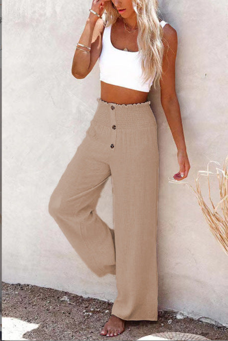 Damen Weite Schnitt Palazzohose mit elastischem Bund Drune