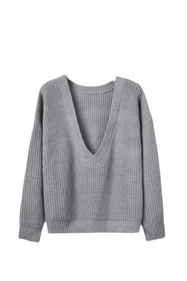 Damen Strickpullover mit tiefem V-Ausschnitt und lässiger Passform Drune