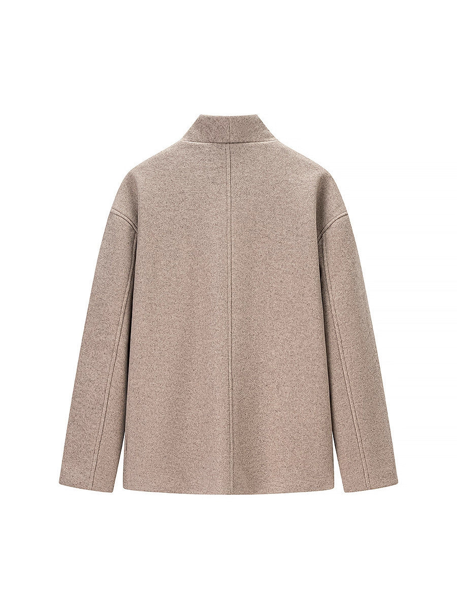 Damen elegante Winterjacke mit doppelter Knopfleiste und Stehkragen Drune