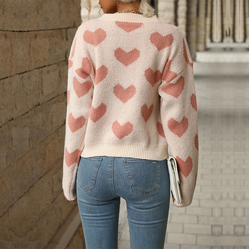 Damen Pullover mit Herzmuster und lässigem Schnitt Drune