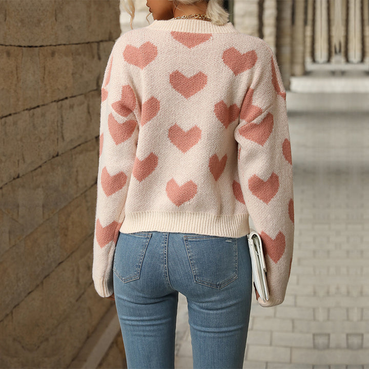 Damen Pullover mit Herzmuster und lässigem Schnitt Drune