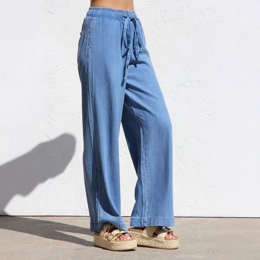 Damen Weite, bequeme Sommerhose mit verstellbarem Bund und lockerer Passform Drune