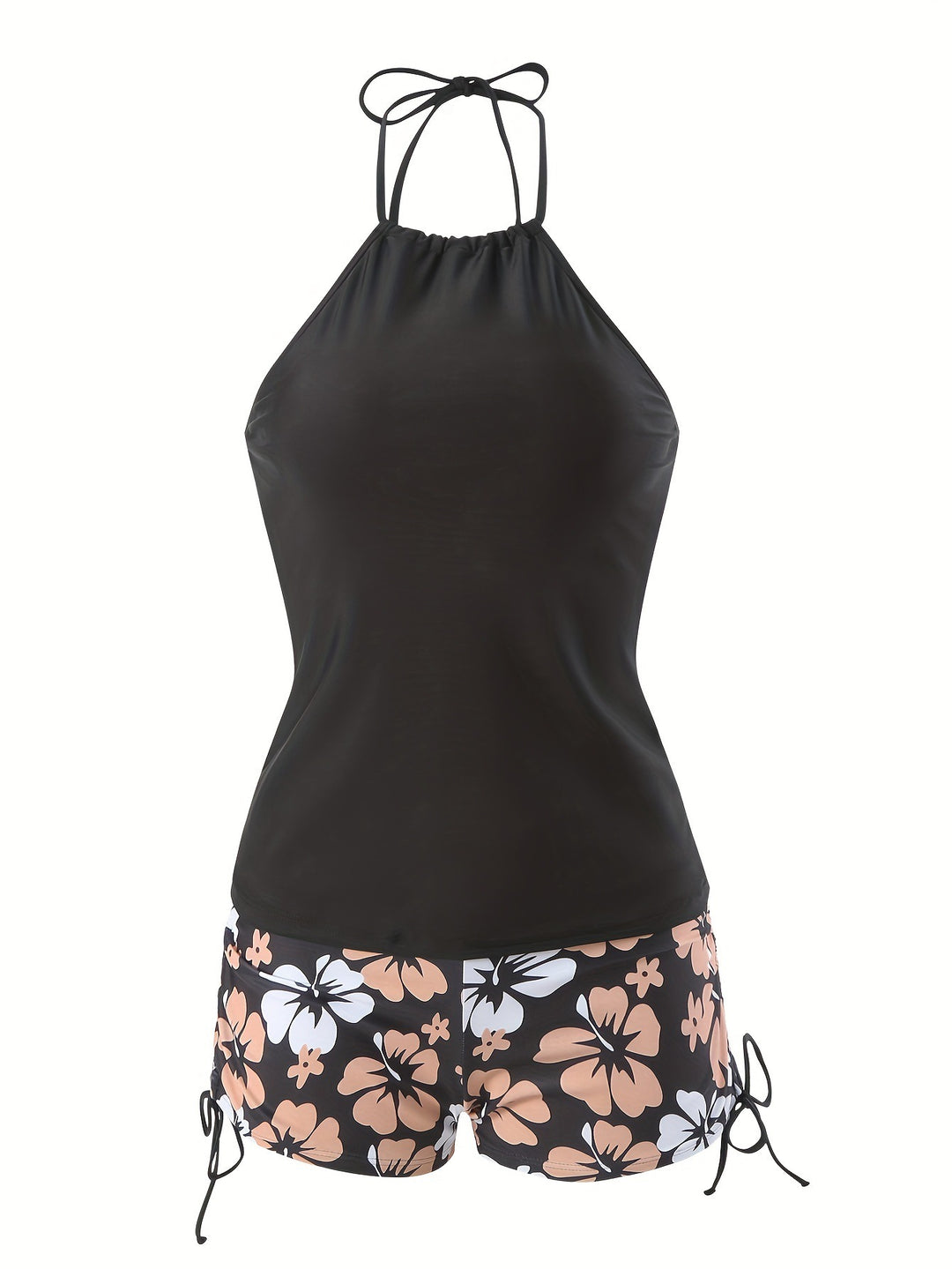 Damen Tankini-Set mit lässigem Oberteil und hoch taillierten Shorts Drune