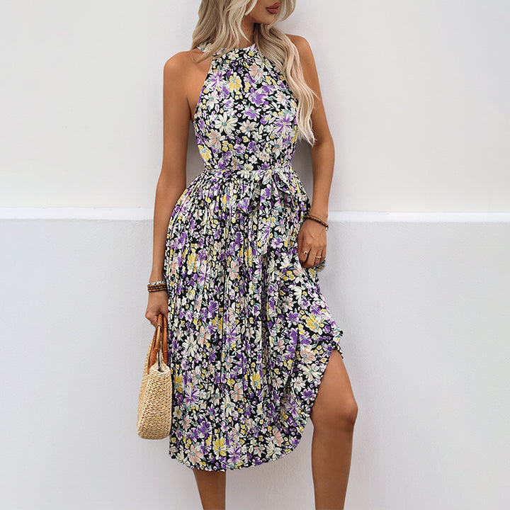 Damen Sommerliches Maxikleid mit floralem Design und Rüschendetails Drune