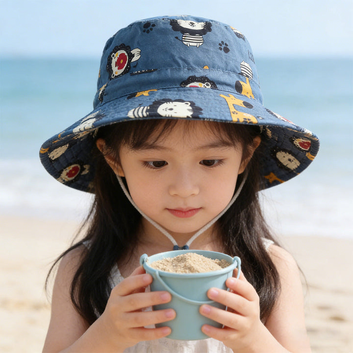 Unisex nan Kinder Sonnenhut mit breiter Krempe verstellbarem Kinnband und Einhornprint  Drune