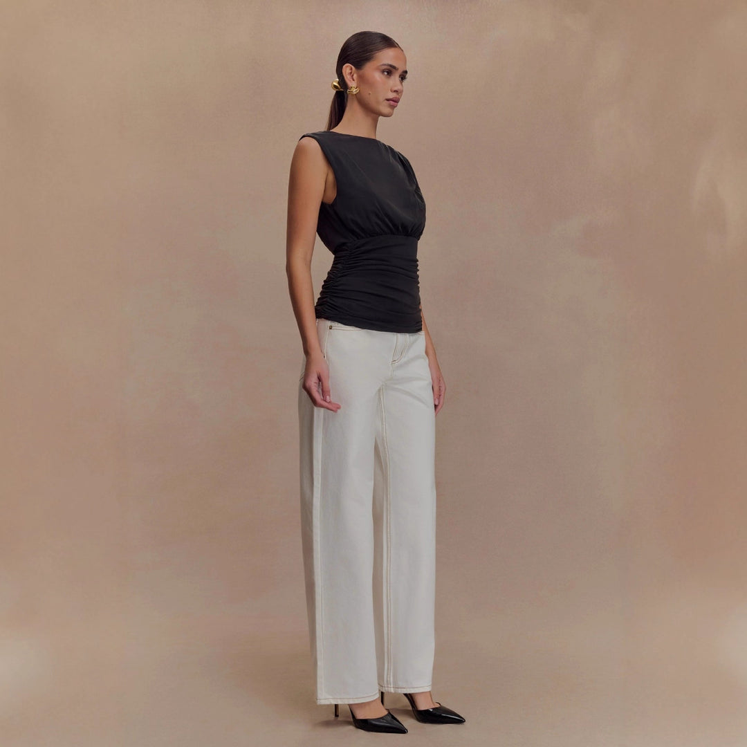 Damen figurbetontes Oberteil mit raffiniertem Drapierungsdesign Drune