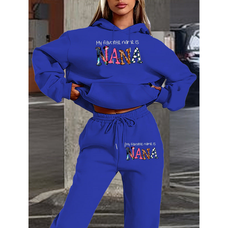 Damen Jogginganzug mit kreativem Schriftzug und bequemer Passform Drune