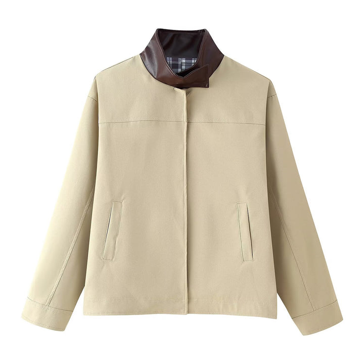 Damen modische Übergangsjacke mit hochschließendem Kragen Drune
